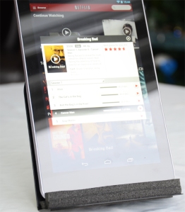 Nexus 7 portrait on bookend